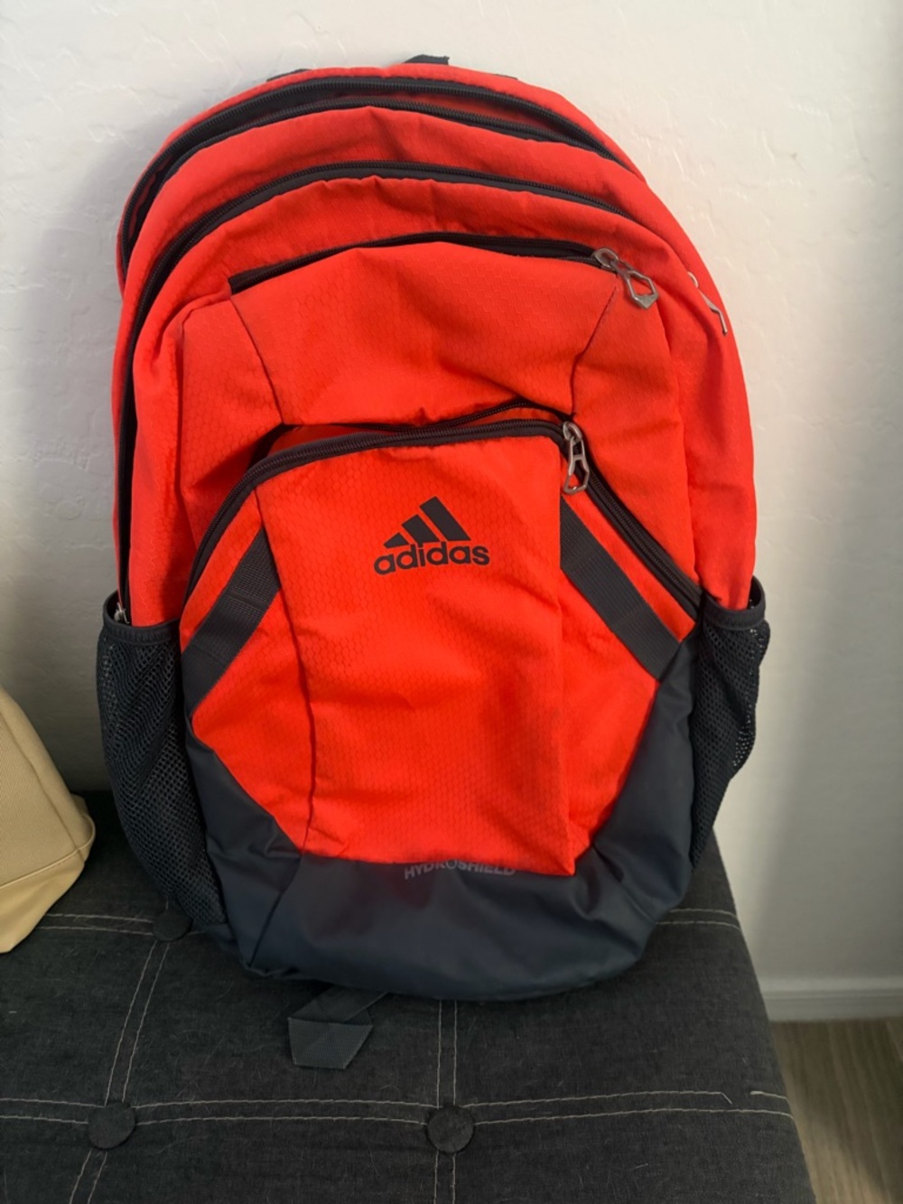 adidas Orange and Black Men's Backpack with Multiple Compartments